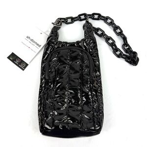 Ahdorned Roxy Bag Water Bottle Black Quilted Puffy Handbag Festival Brand New